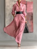 Solid Color Maxi Dresses with Collar and Long Sleeves for Women MDA0917G0Y