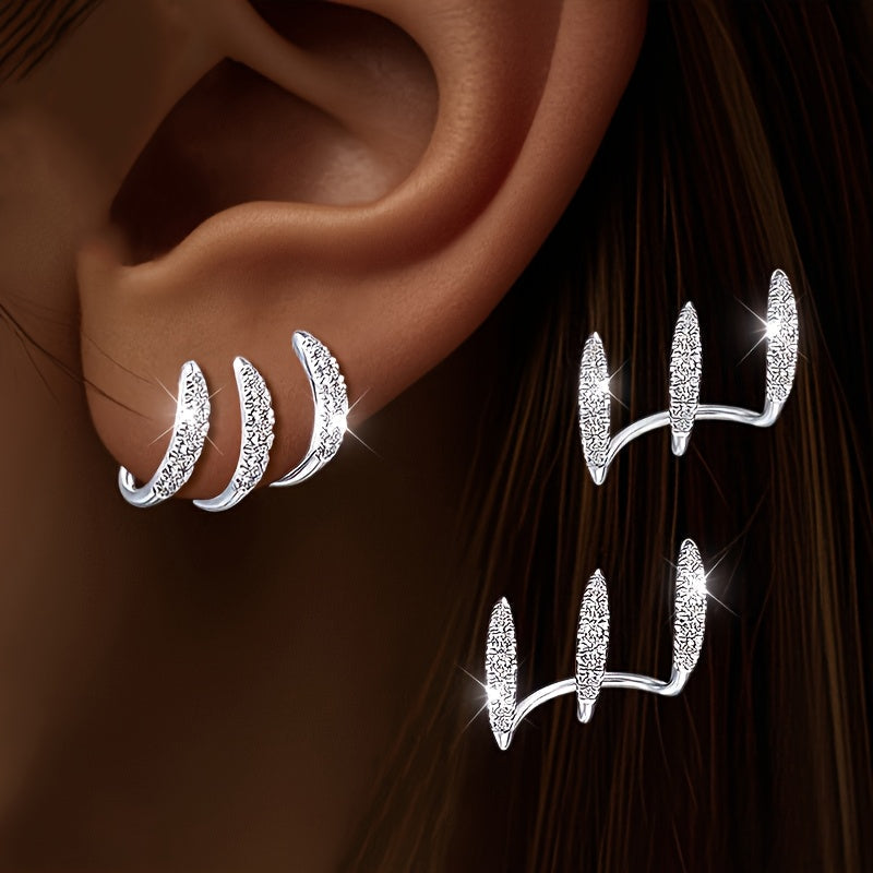 Elegant earrings with gemstones in three settings