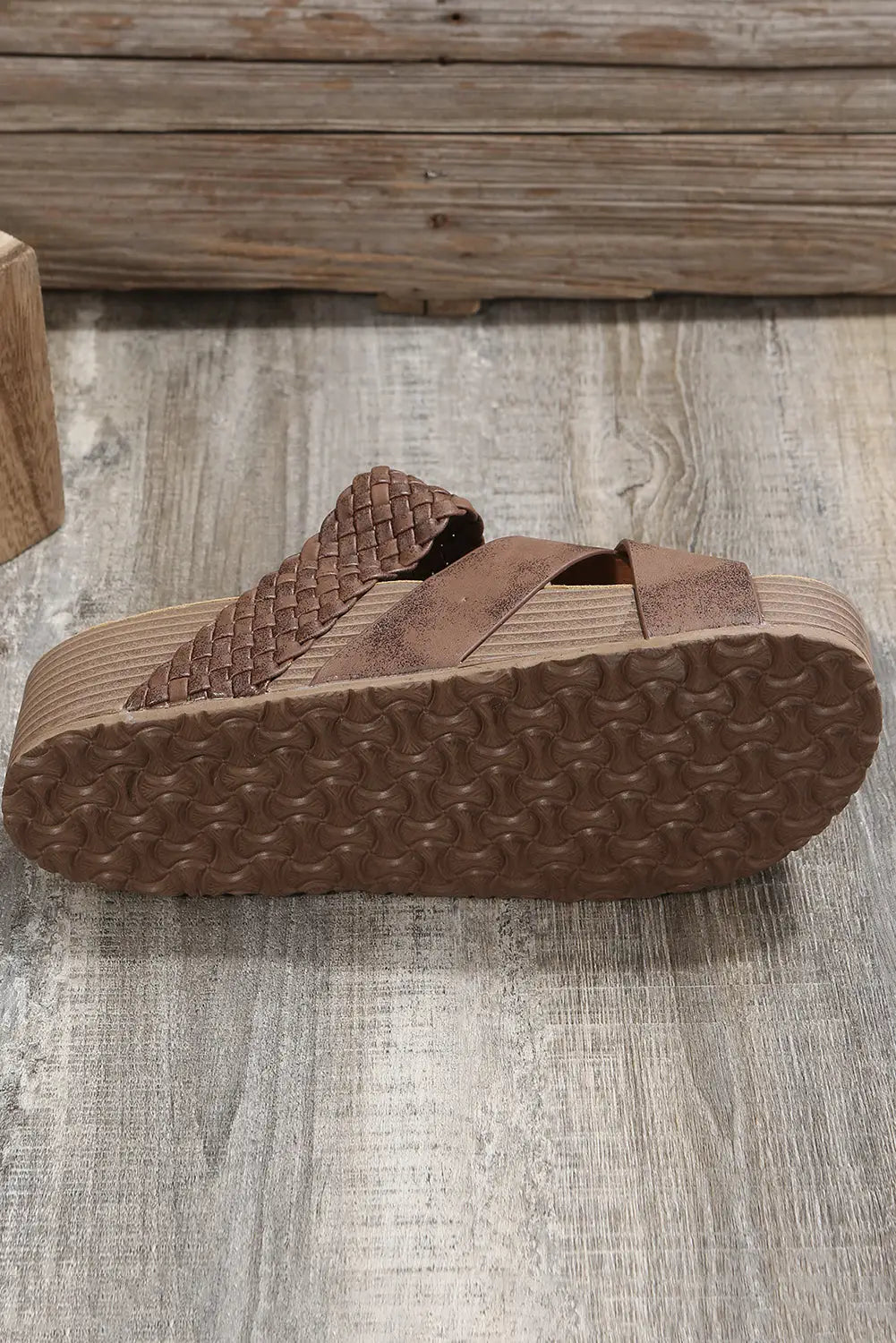 Brown Woven Platform Sandals
