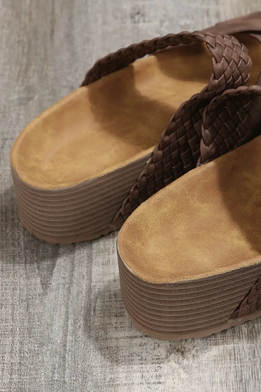 Brown Woven Platform Sandals