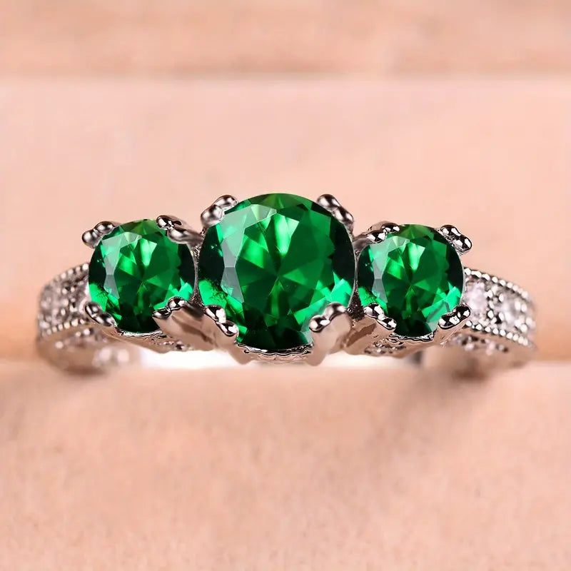 Eternal Ring with Shiny Emerald Stones