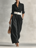 Women's Suit with Notch Collar, Single Closure, Long Sleeves, and Belt MDA2274G1Y