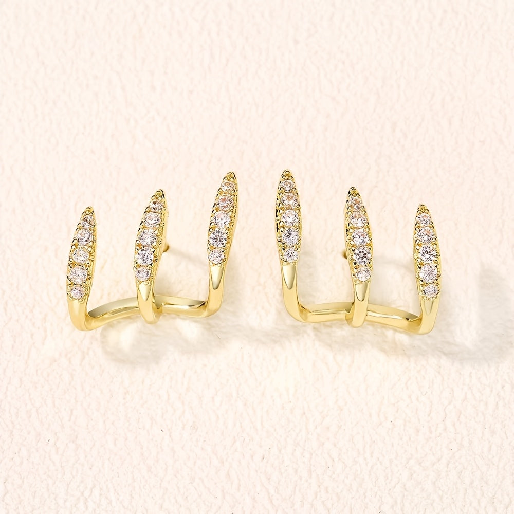 Elegant earrings with gemstones in three settings