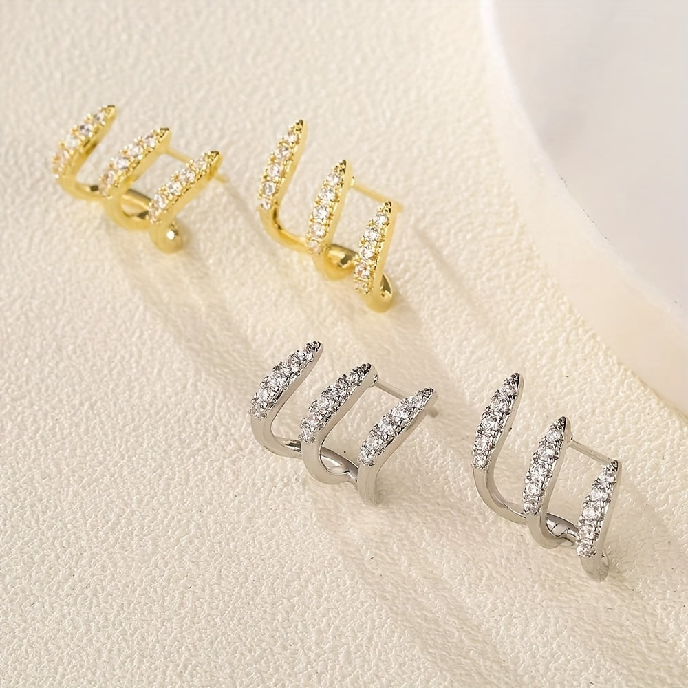 Elegant earrings with gemstones in three settings