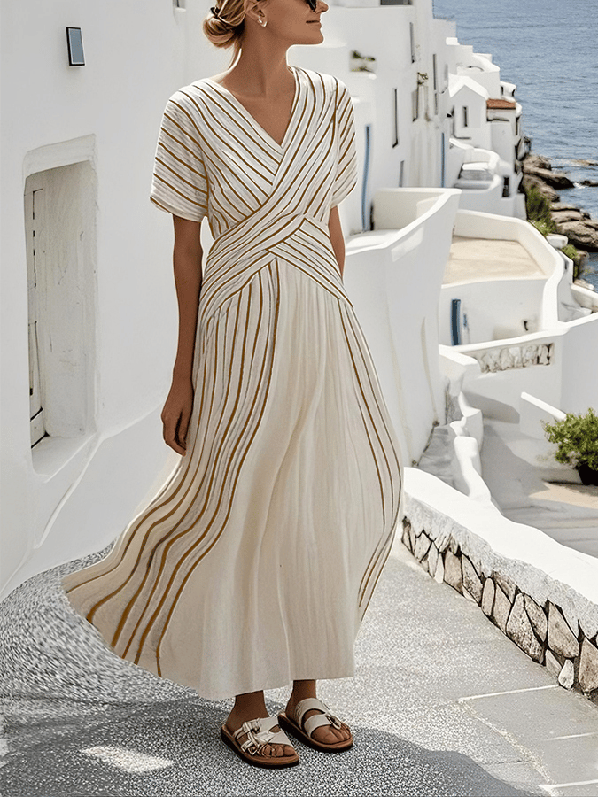 Wide Stripe Print Dresses for Women