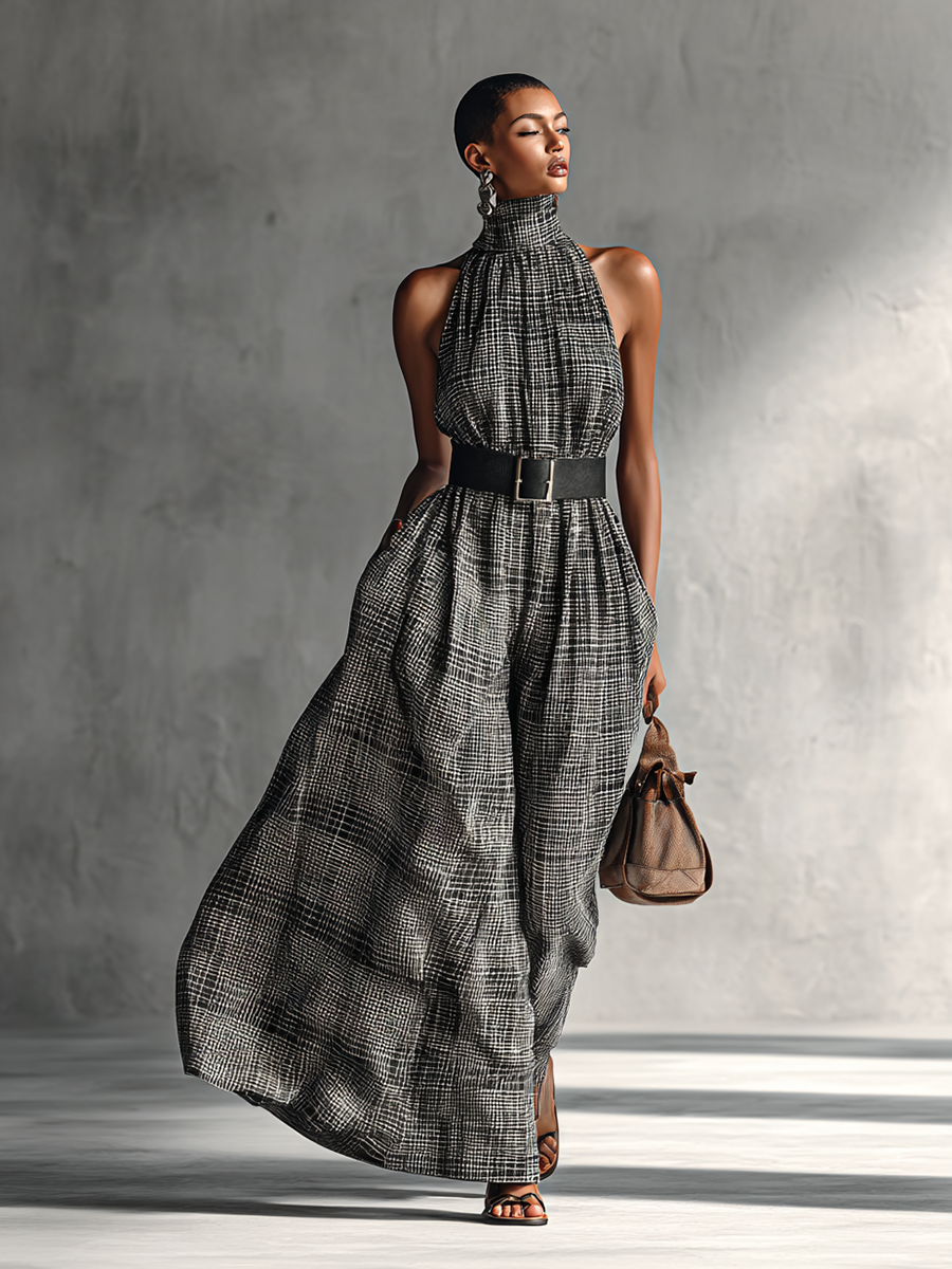 Sleeveless Maxi Dresses with High and Stylish Collar for Women MDA1002G2Y
