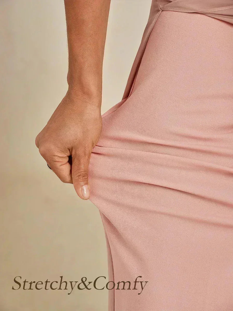 Straight Pants with Chiffon Layer