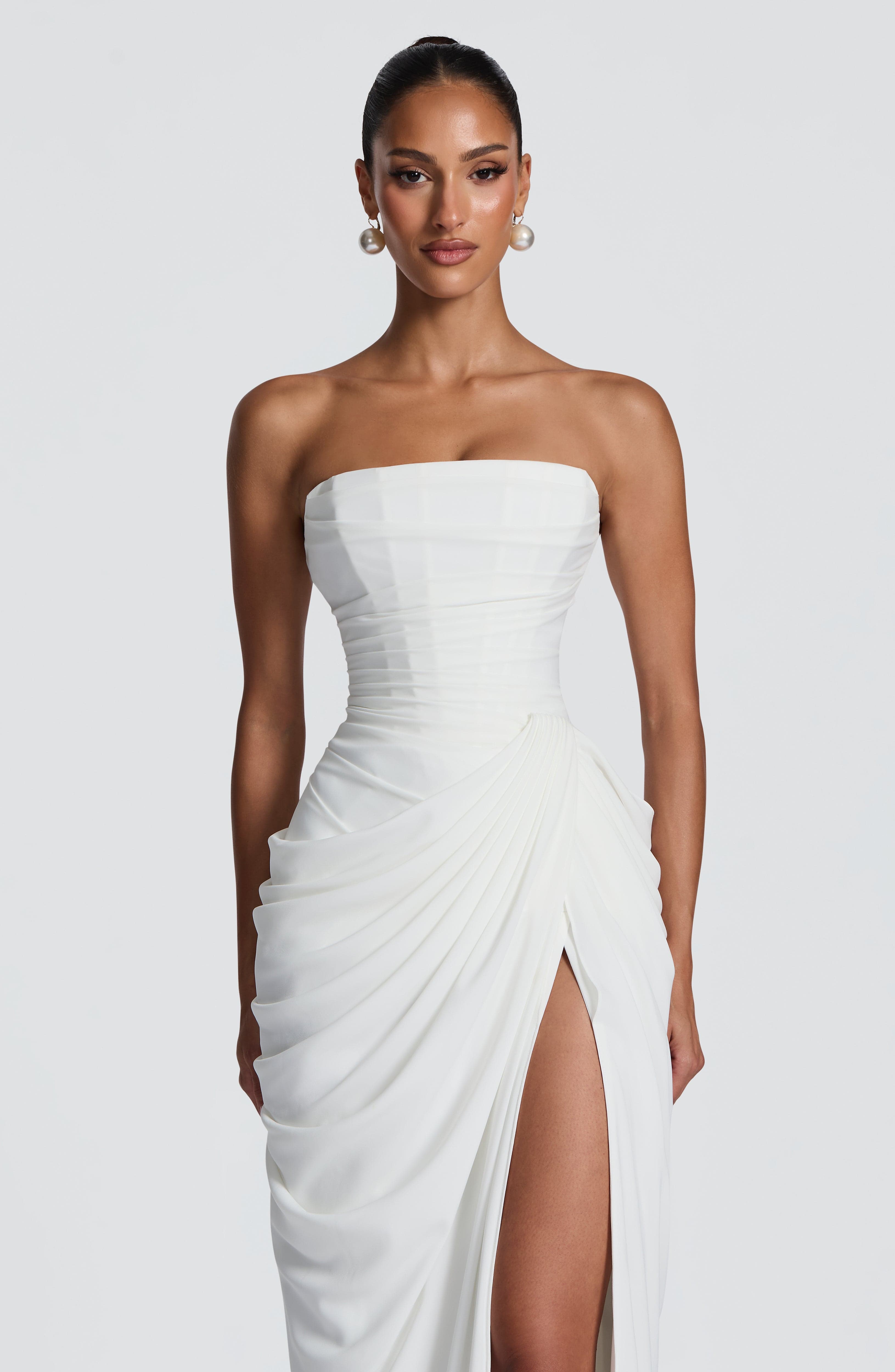 Hannah | Elegant Maxi Dress with Draping and High Cut
