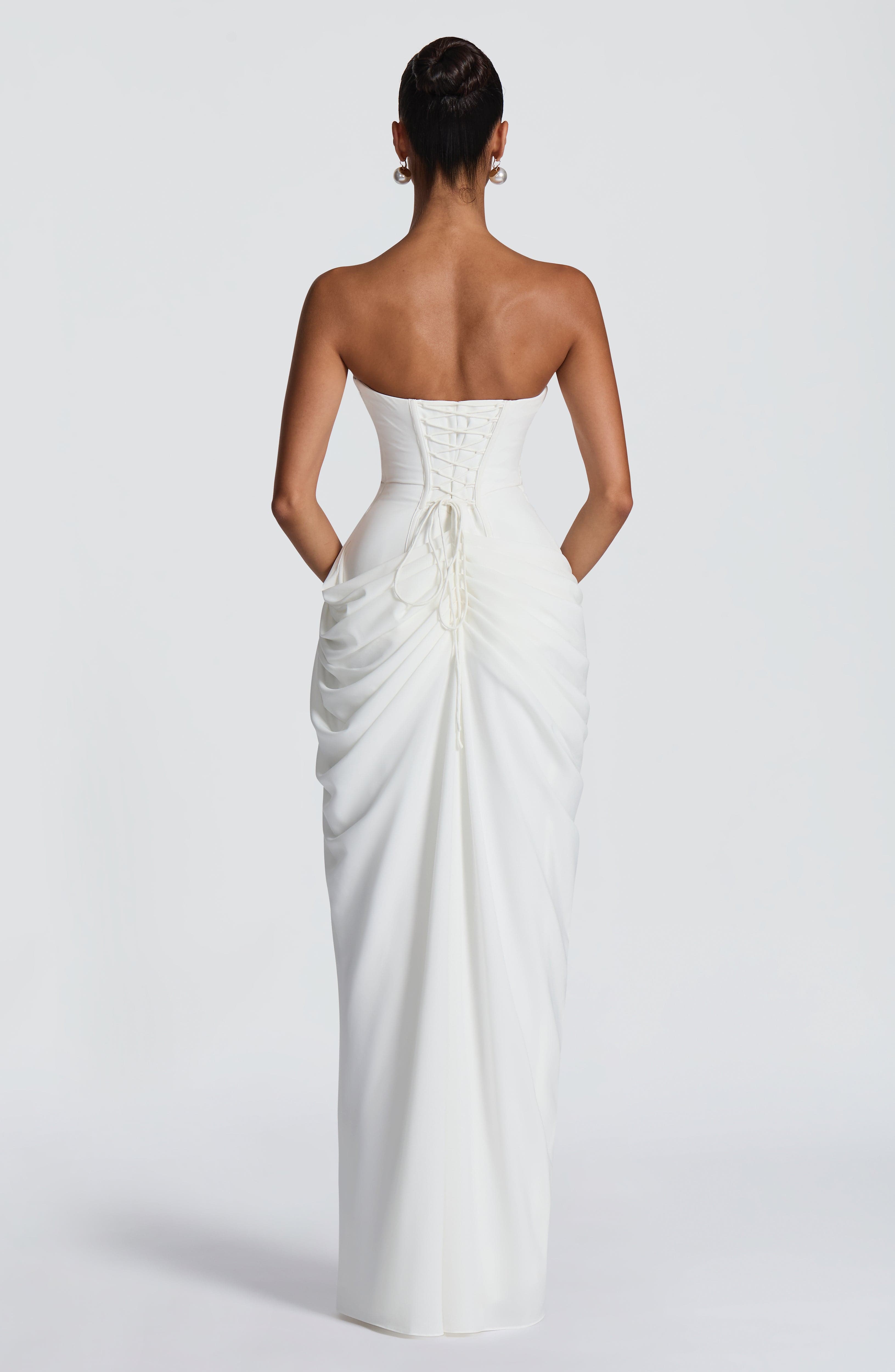 Hannah | Elegant Maxi Dress with Draping and High Cut