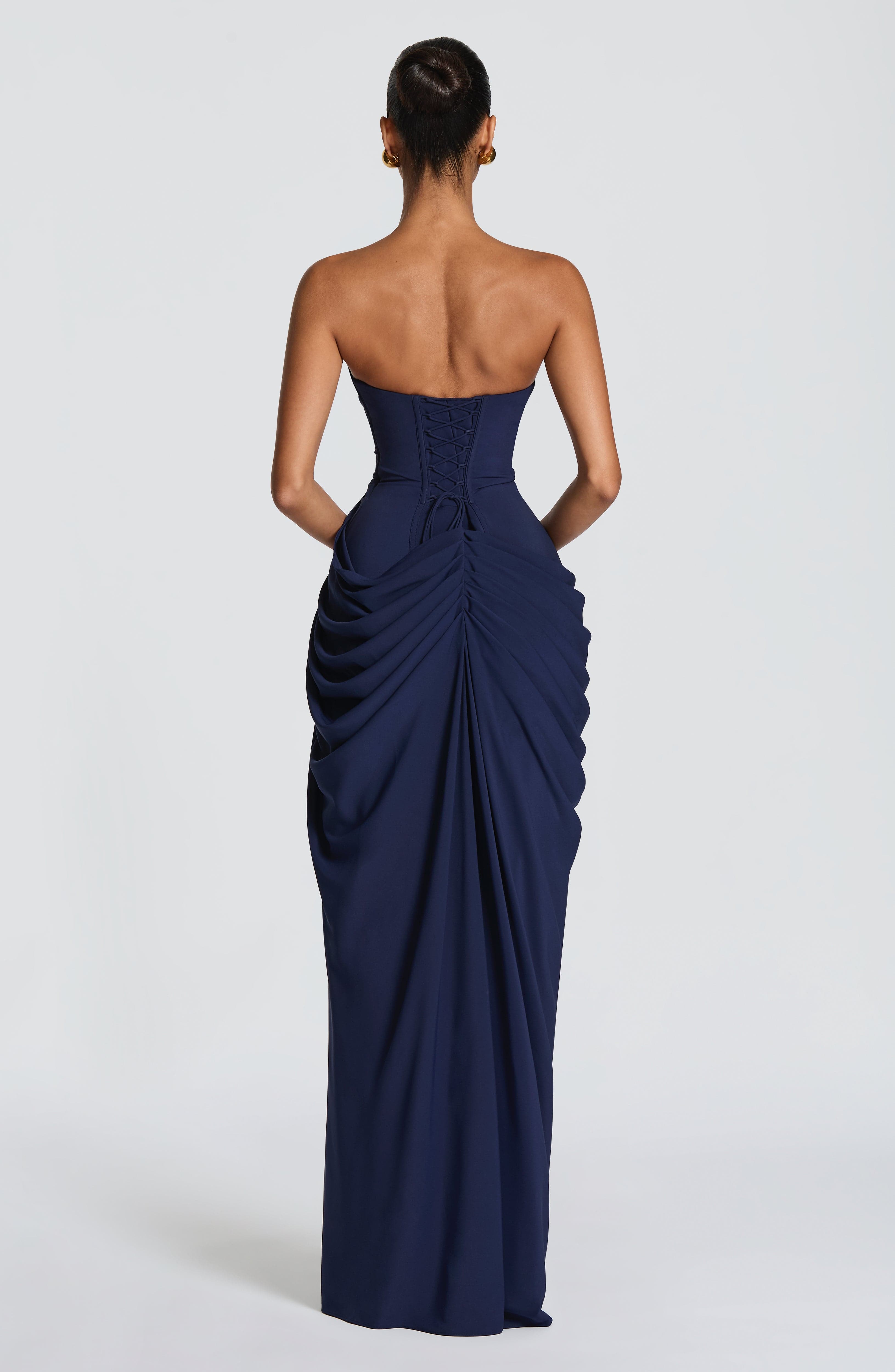 Hannah | Elegant Maxi Dress with Draping and High Cut