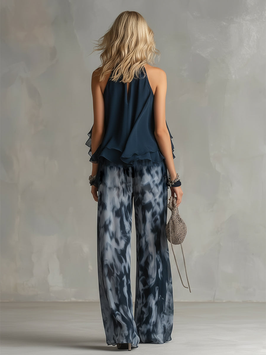 Eliz | Elegant and Lightweight Suit with Flowing Top and Wide Pants