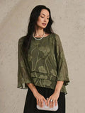Layered chiffon blouse with floral pattern