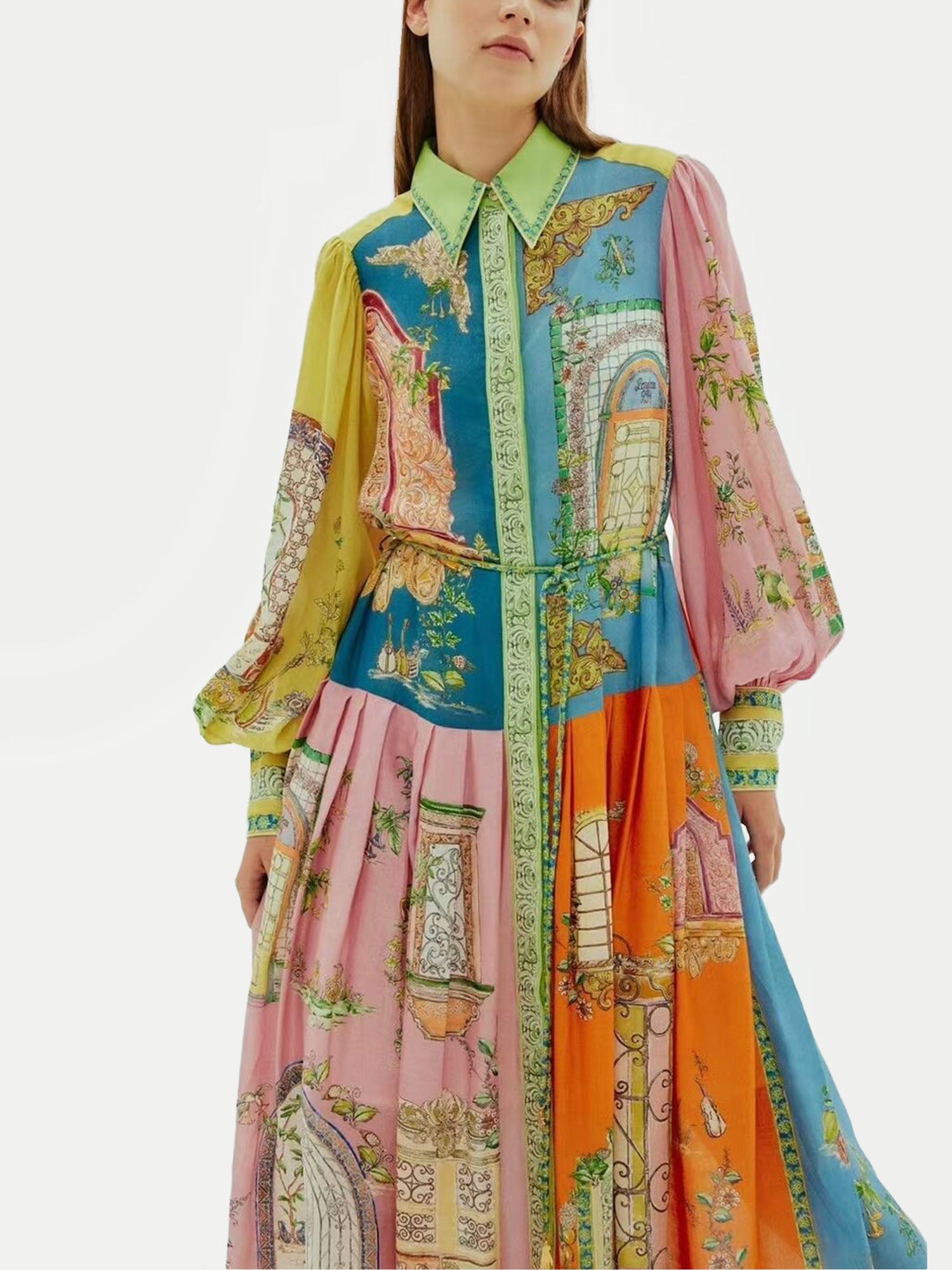 Printed Midi Dress Inspired by Vintage