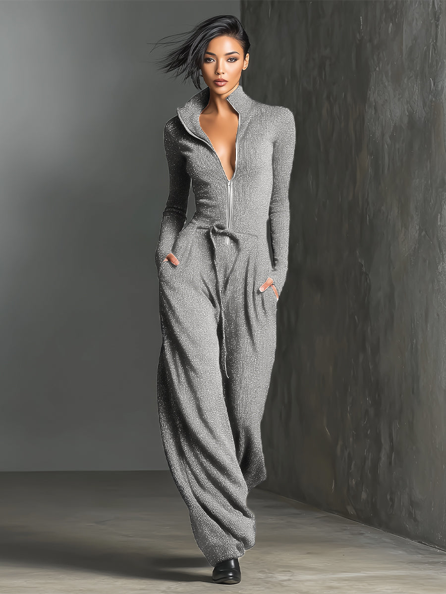 Elegant Women's Jumpsuit with Front Zipper MDA2560G5I