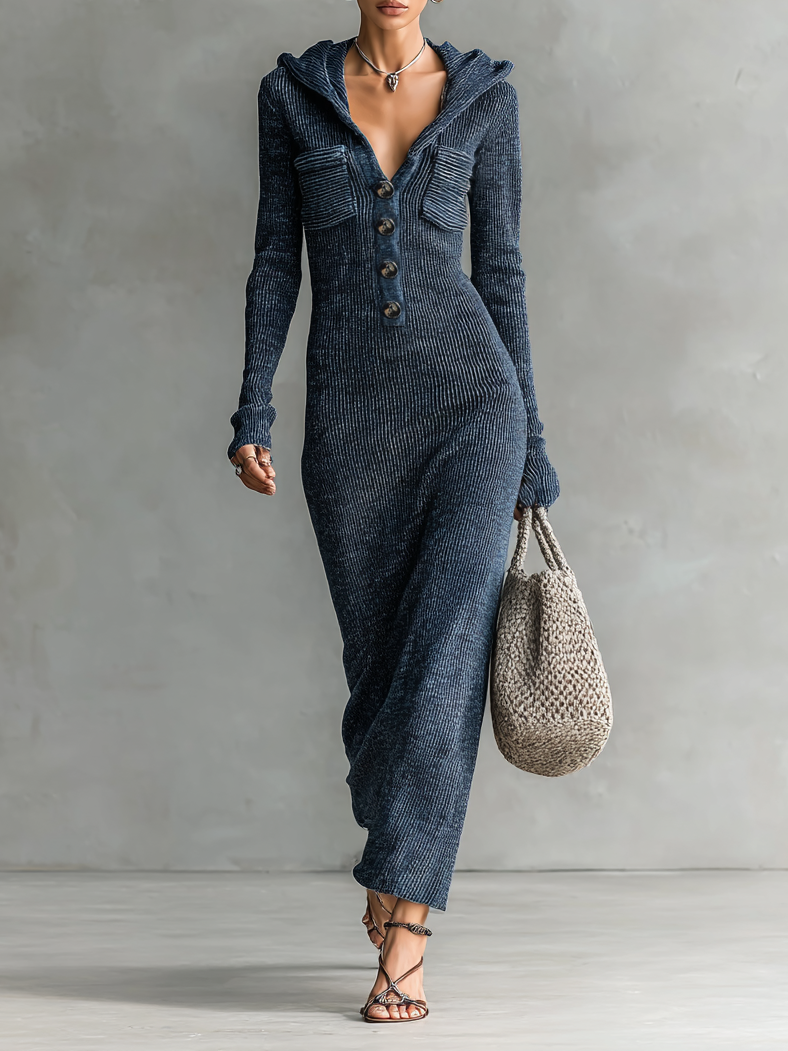Knitted Maxi Dresses with Hood for Women MDA1451H6Y