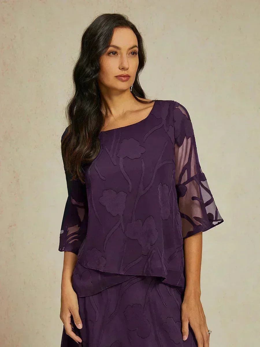 Blazer in Chiffon with Asymmetrical Hem