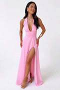 Lily | Maxi Dress with Tie Collar and High Ruffle