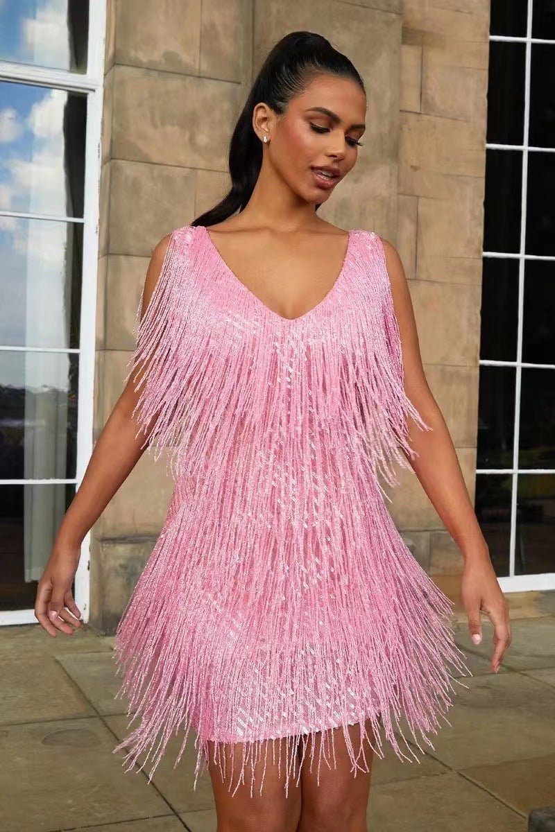 Fringela | Elegant Fringe Party Dress