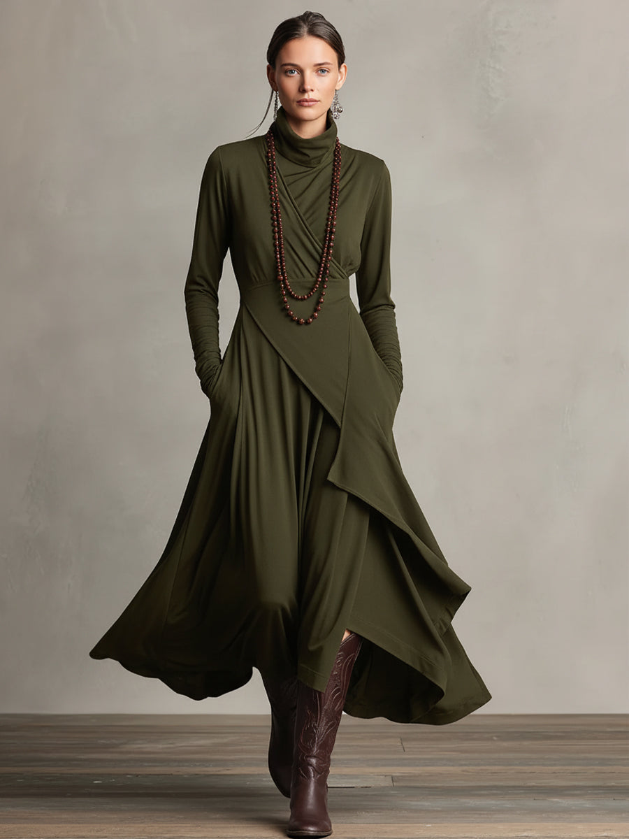 Asymmetrical Maxi Dress for Women in Purple