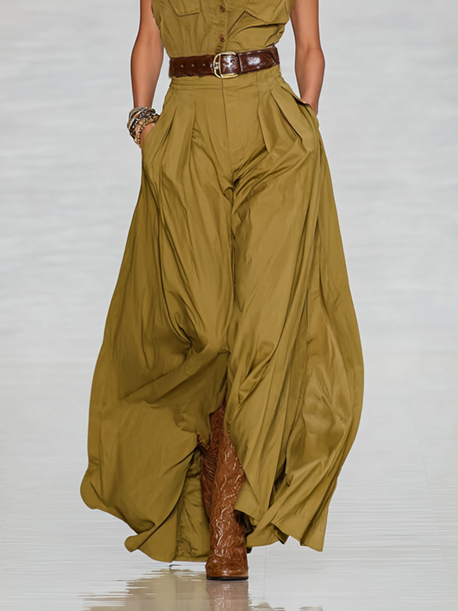 Maxi Dress with Short Sleeve Collar in Mixed Cotton for Women MDA1876G9Y
