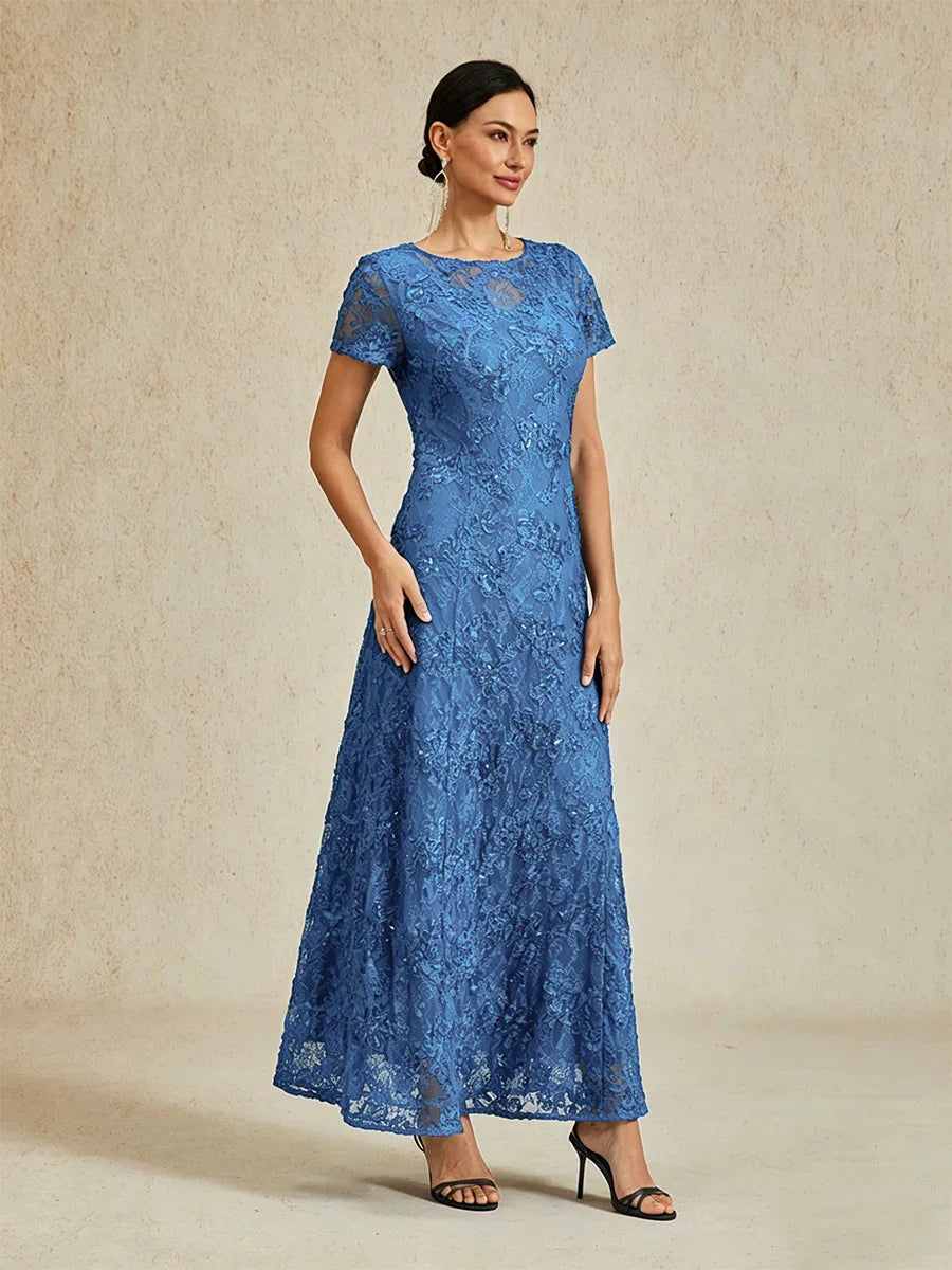 A-Line Lace Dresses with Sequin Embellishments