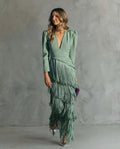 Alesia - Elegant Midi Dress with Sequin Sleeves