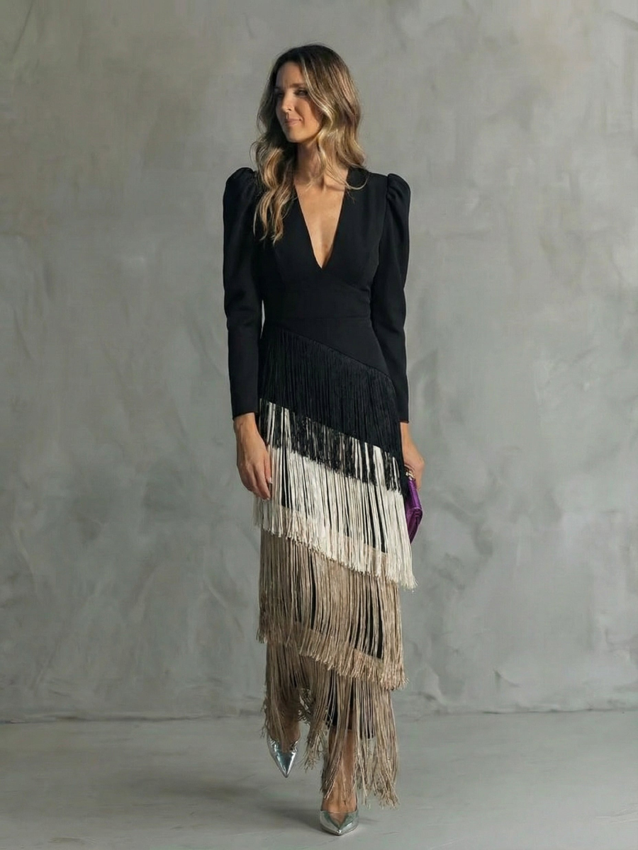 Alesia - Elegant Midi Dress with Flared Sleeves