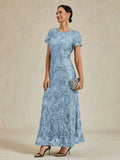 A-Line Dresses with Lace Rosettes and Sequin Embellishments