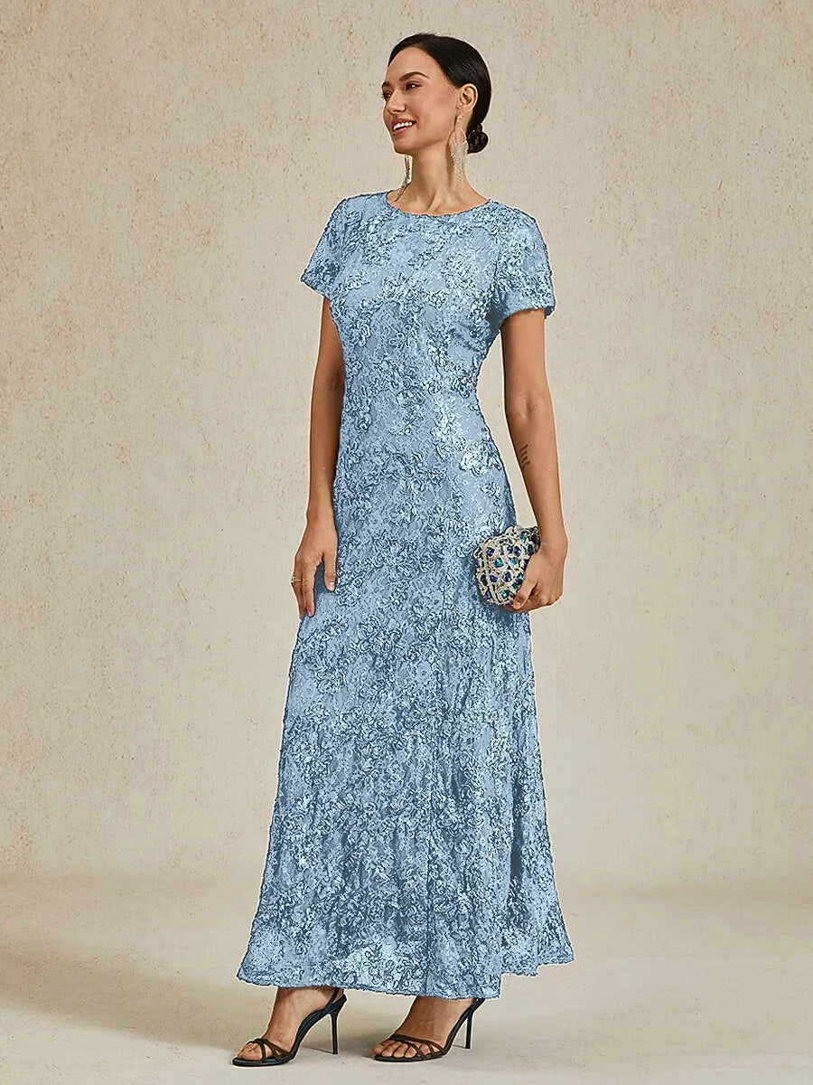 A-Line Dresses with Lace Rosettes and Sequin Embellishments