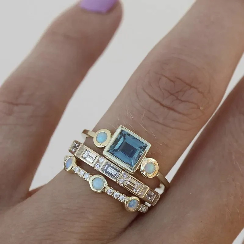Classic Vintage Crystal Ring Set