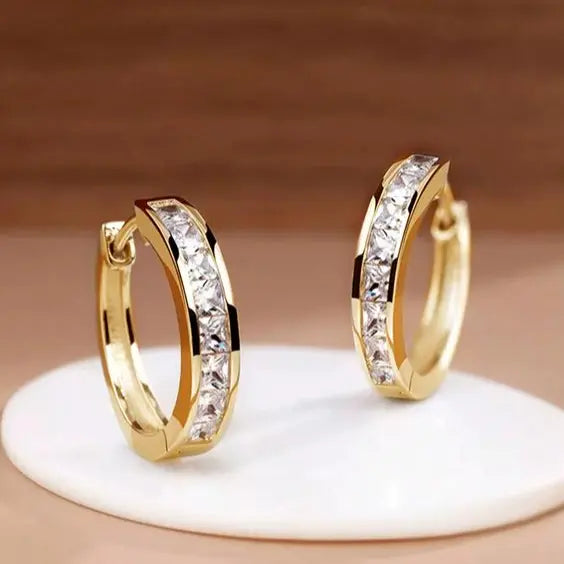Ceramic Earrings with Gold and Crystal