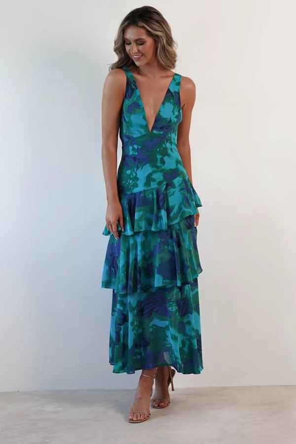 Lisa | Floral Maxi Dress with Ruffles