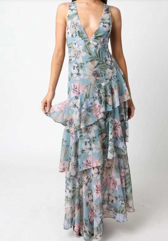 Lisa | Floral Maxi Dress with Ruffles