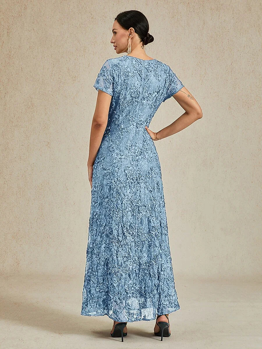 A-Line Dresses with Lace Rosettes and Sequin Embellishments