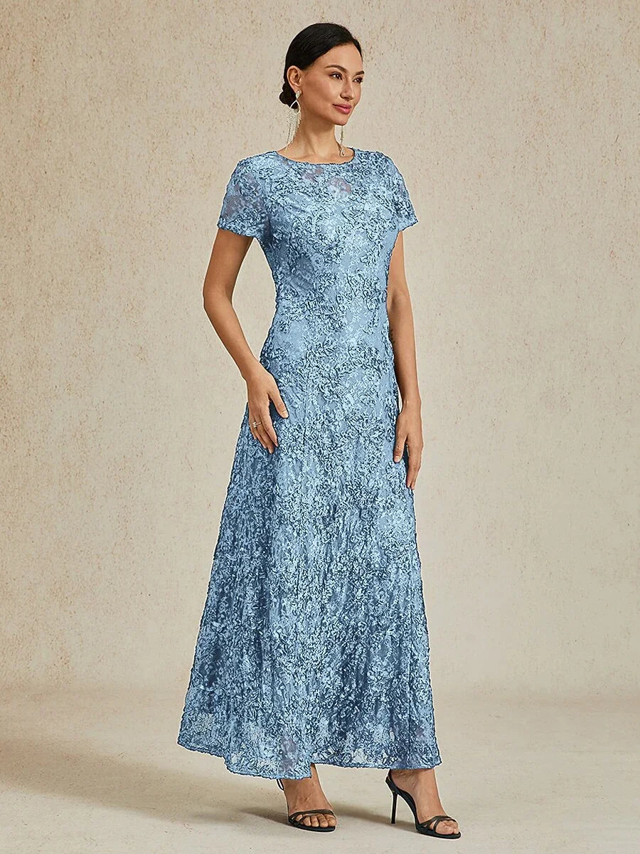 A-Line Dresses with Lace Rosettes and Sequin Embellishments