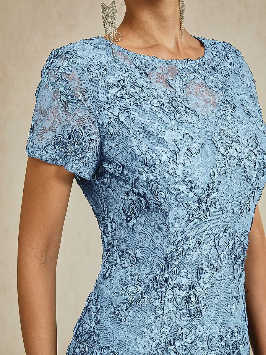 A-Line Dresses with Lace Rosettes and Sequin Embellishments