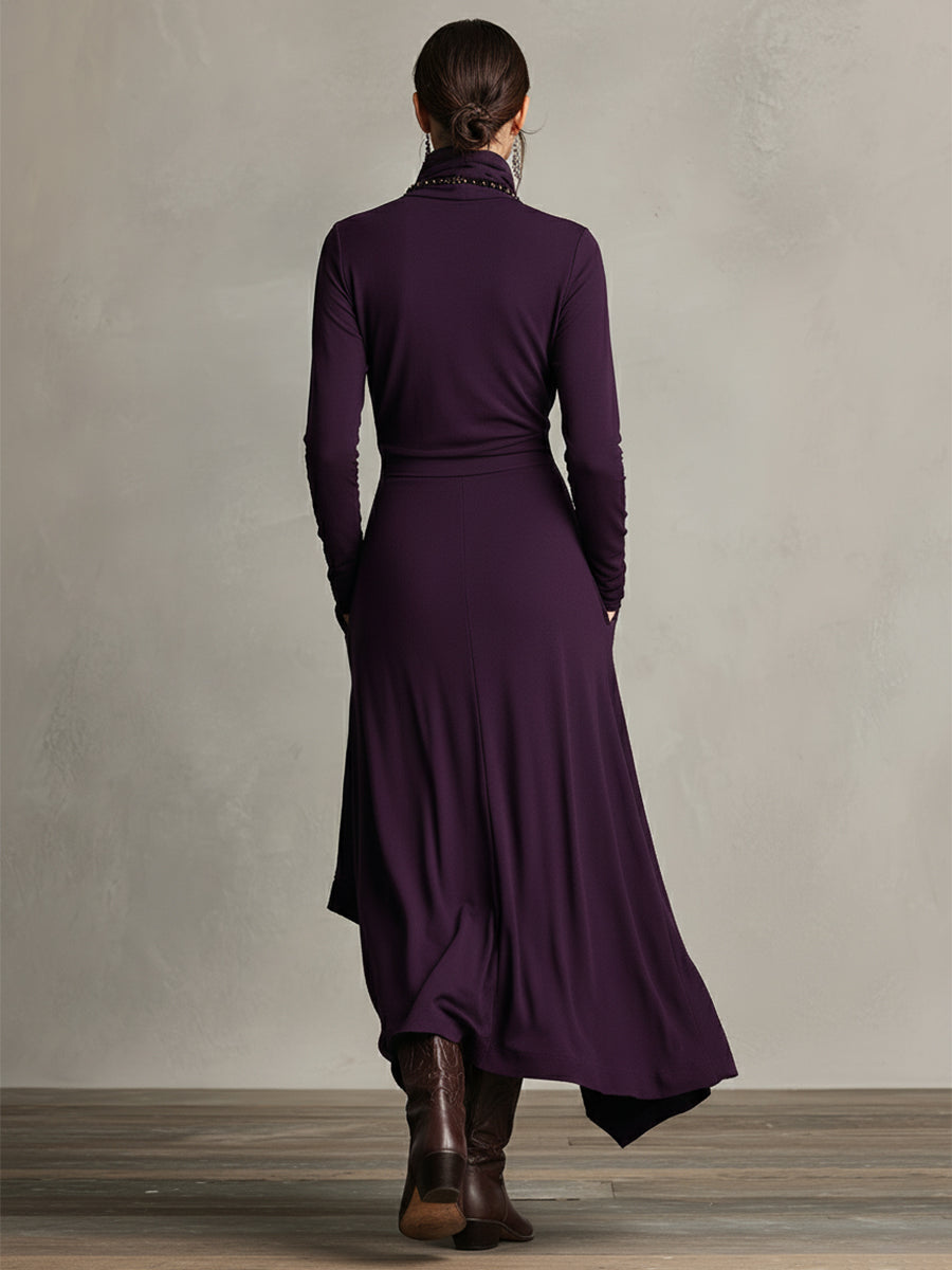 Asymmetrical Maxi Dress for Women in Purple