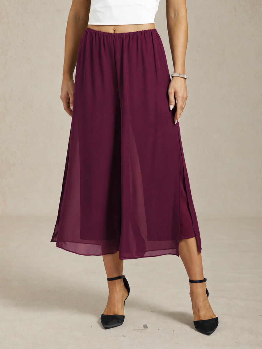 Straight Short Pants with Chiffon Layer