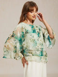Layered Chiffon Lace Top with Floral Print