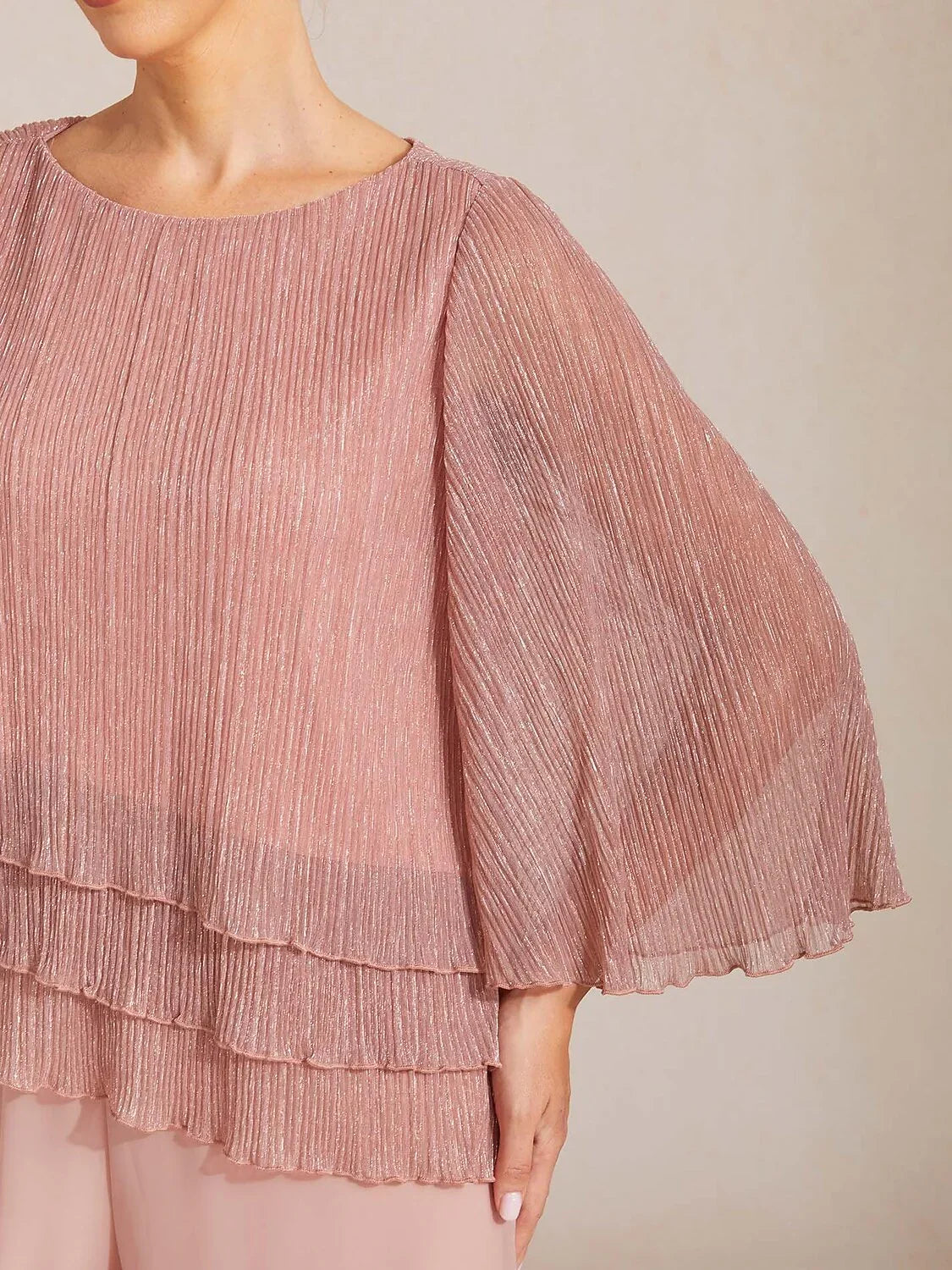 Asymmetrical Layered Metallic Silk Blouse