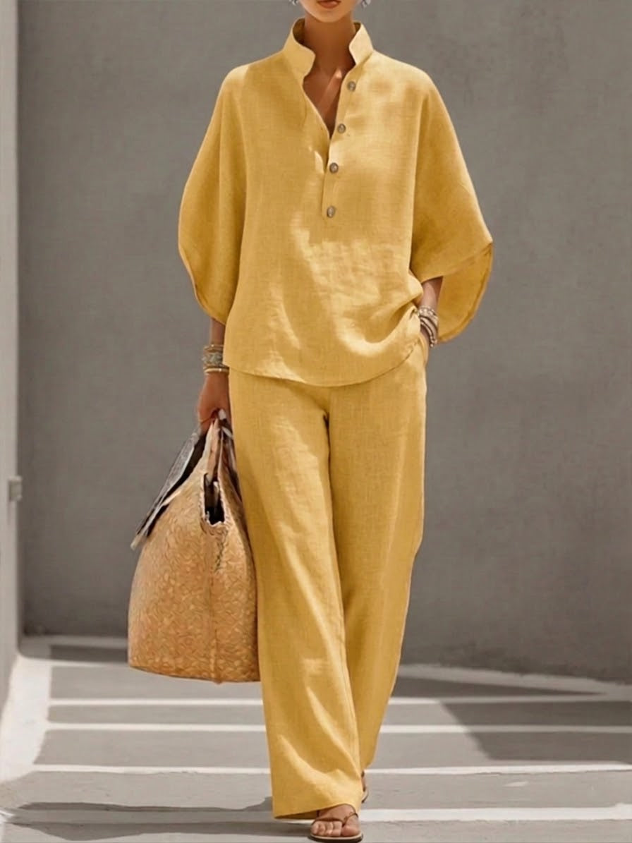 Mariel | Bell-Sleeve Suit with Wide Pants