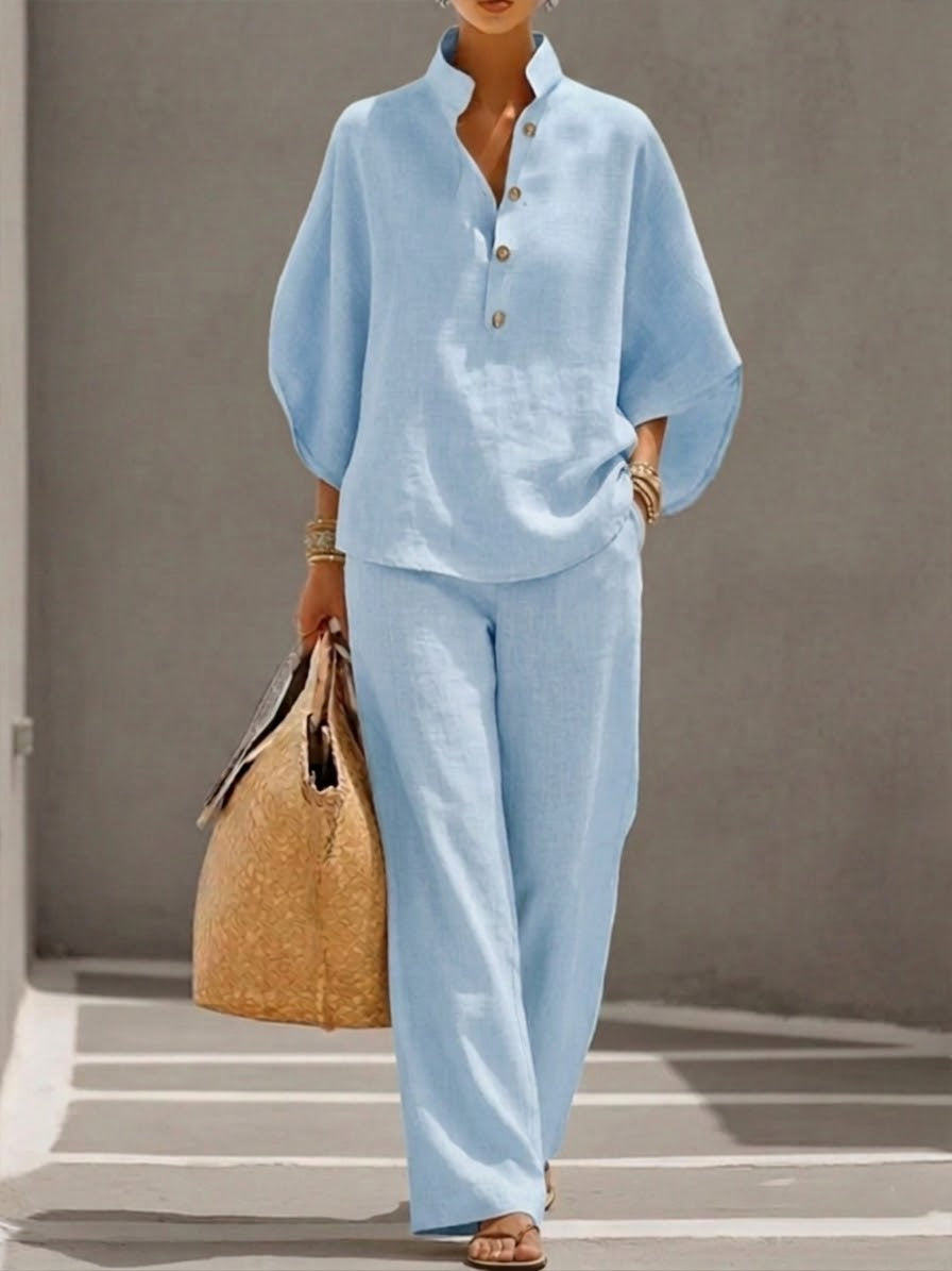 Mariel | Bell-Sleeve Suit with Wide Pants