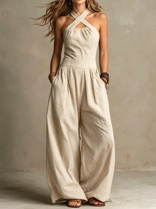 Bianca | Elegant Cross-Back Linen and Cotton Suit