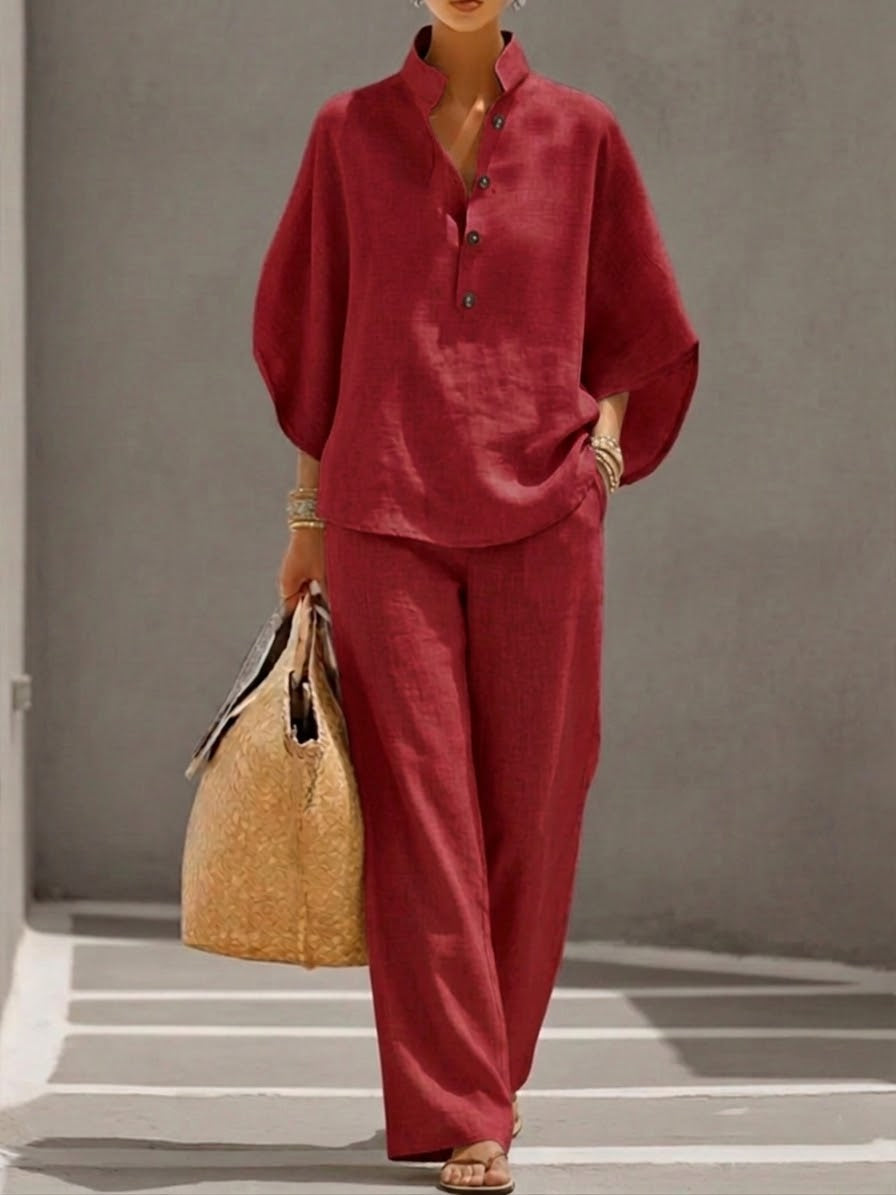 Mariel | Bell-Sleeve Suit with Wide Pants