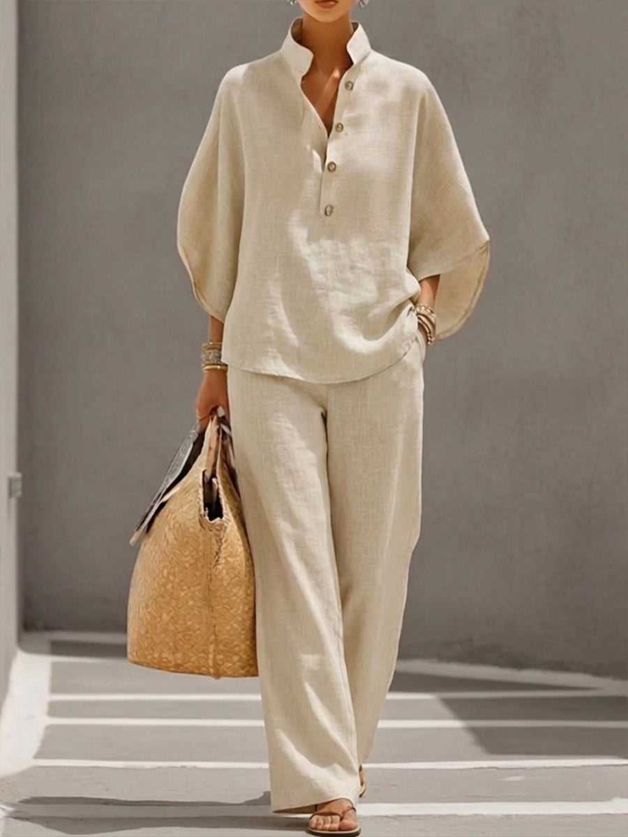 Mariel | Bell-Sleeve Suit with Wide Pants