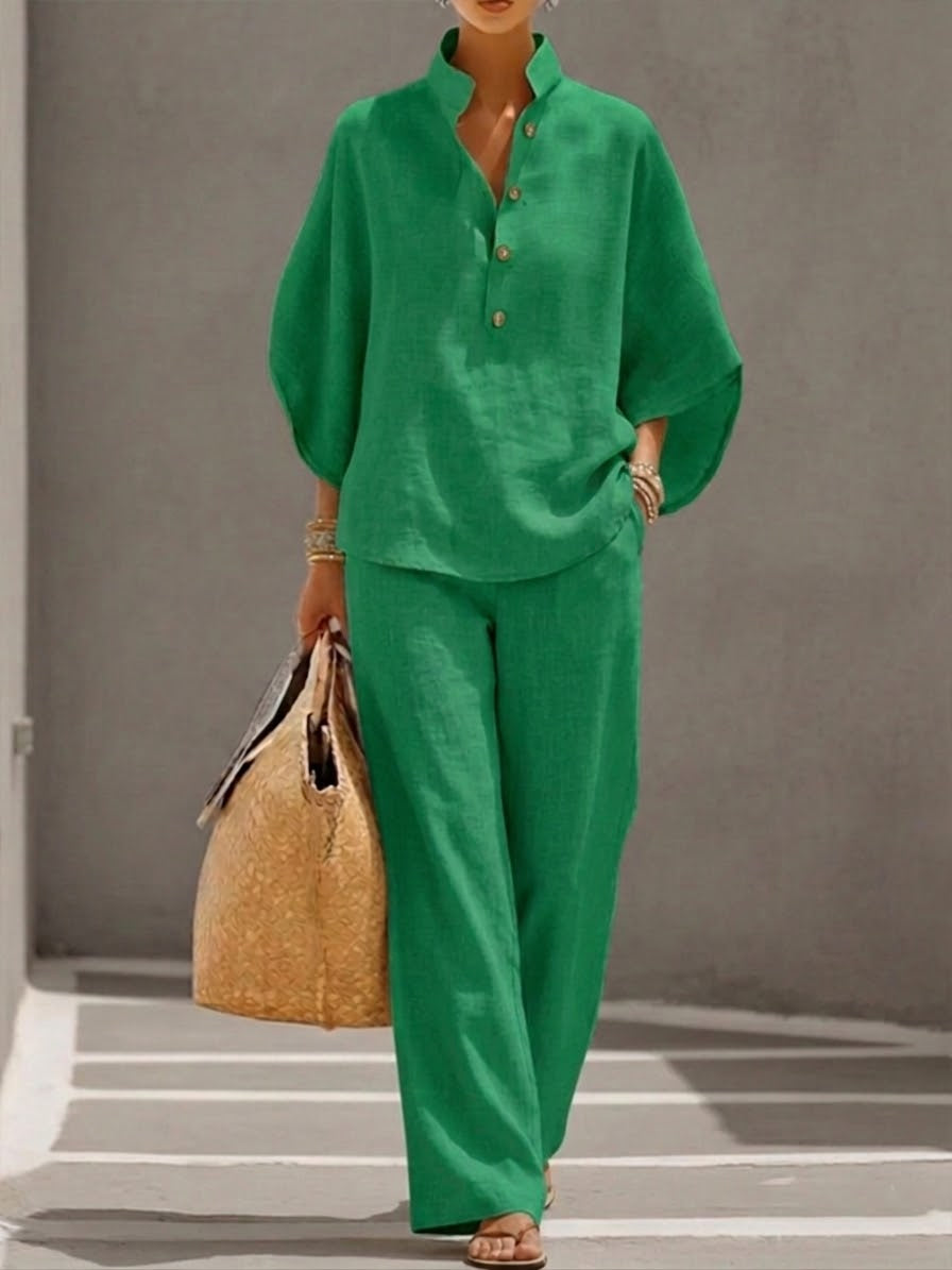 Mariel | Bell-Sleeve Suit with Wide Pants