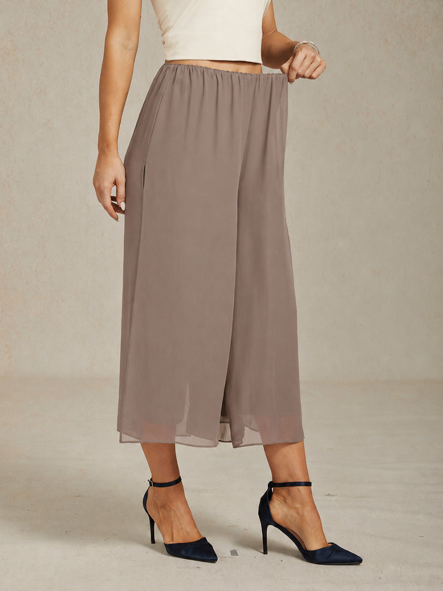 Straight Short Pants with Chiffon Layer