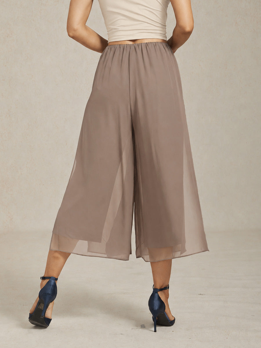 Straight Short Pants with Chiffon Layer