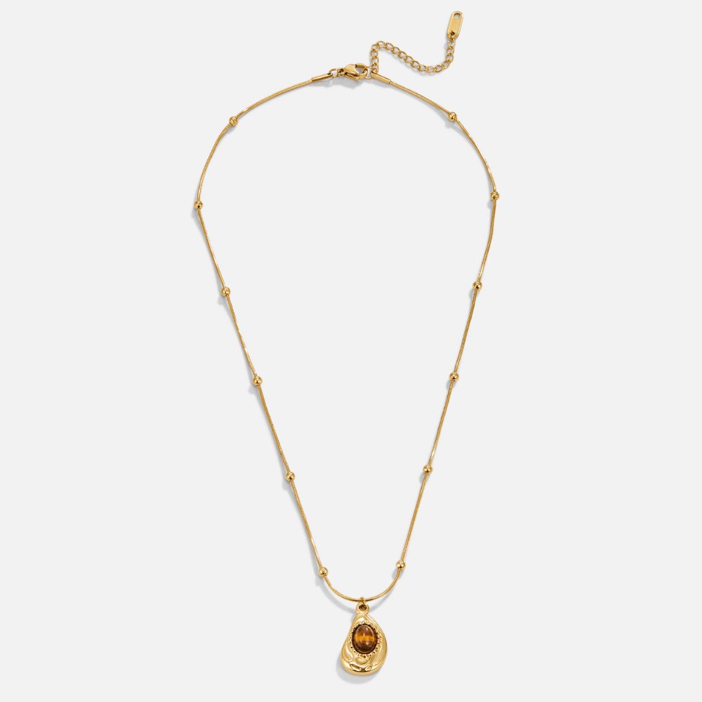Elegant Gold Collar with Tiger Eye Stone