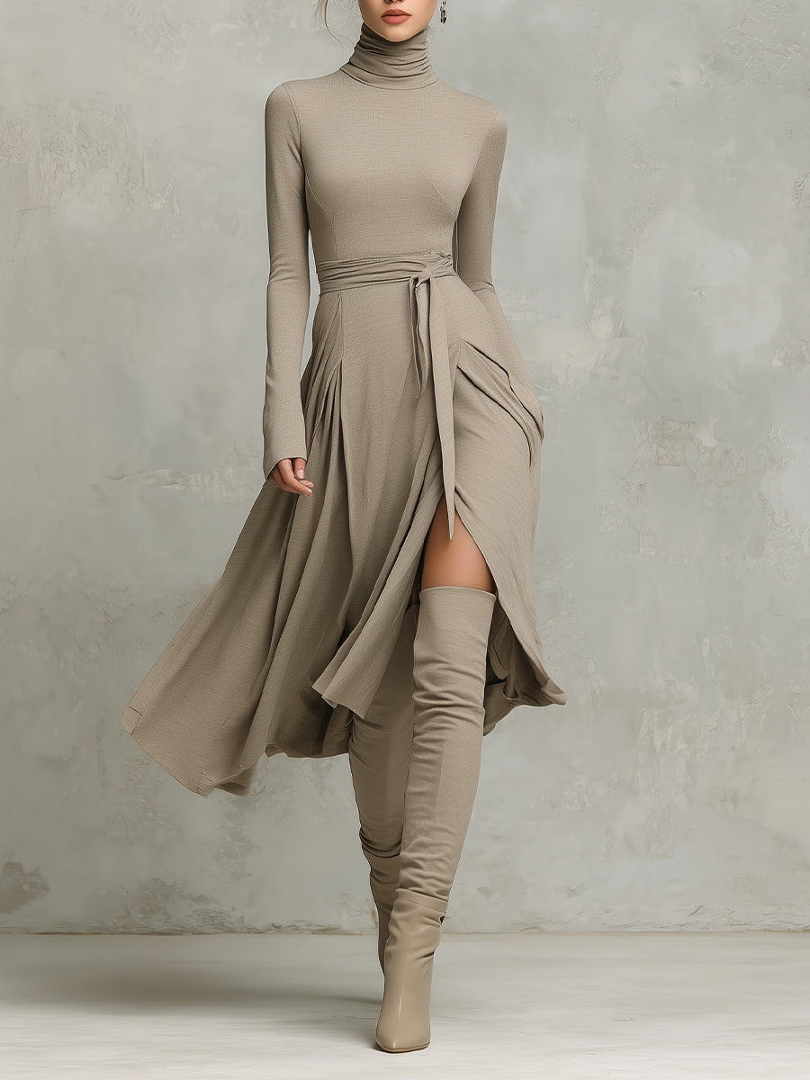 Knitted Midi Dress for Women with Long Flattering Sleeves MDA2446G6I